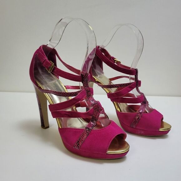 Mixx shuz pink and snake print platform heels - Picture 6 of 11
